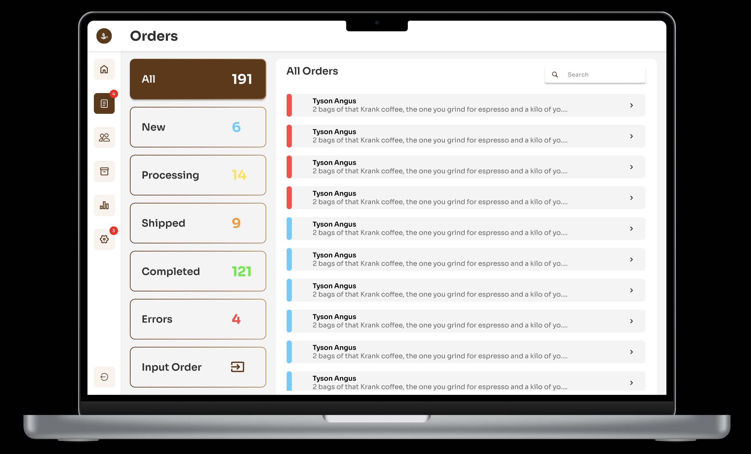 C4 Coffee wireframes